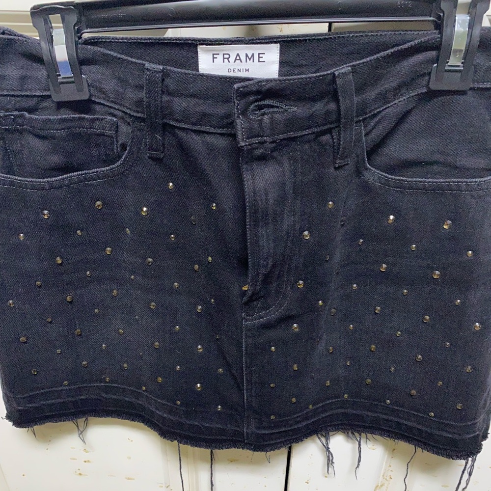 FRAME denim black studded skirt. Sz 27